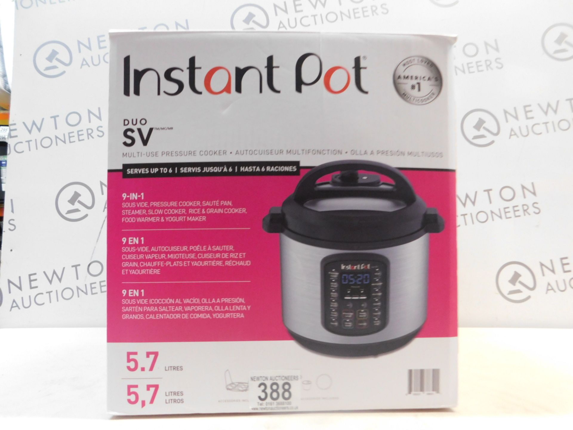 1 BOXED INSTANT POT DUO SV 9 IN 1 ELECTRIC PRESSURE COOKER 5.7L RRP Â£115