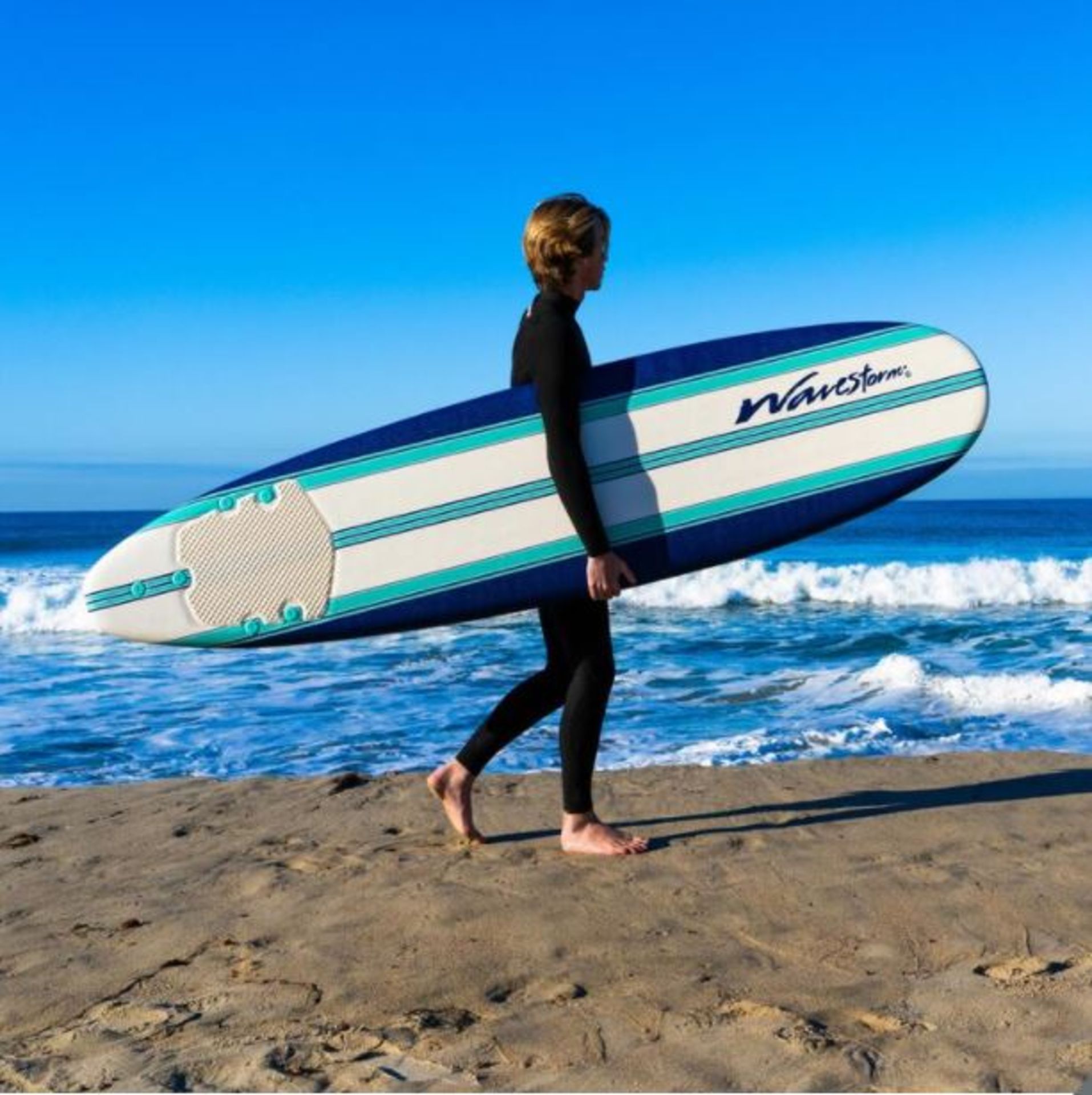 1 WAVESTORM 8FT CLASSIC LIGHTWEIGHT SURFBOARD RRP Â£199 (NO FINS, PICTURES FOR ILLUSTRATION PURPOSES