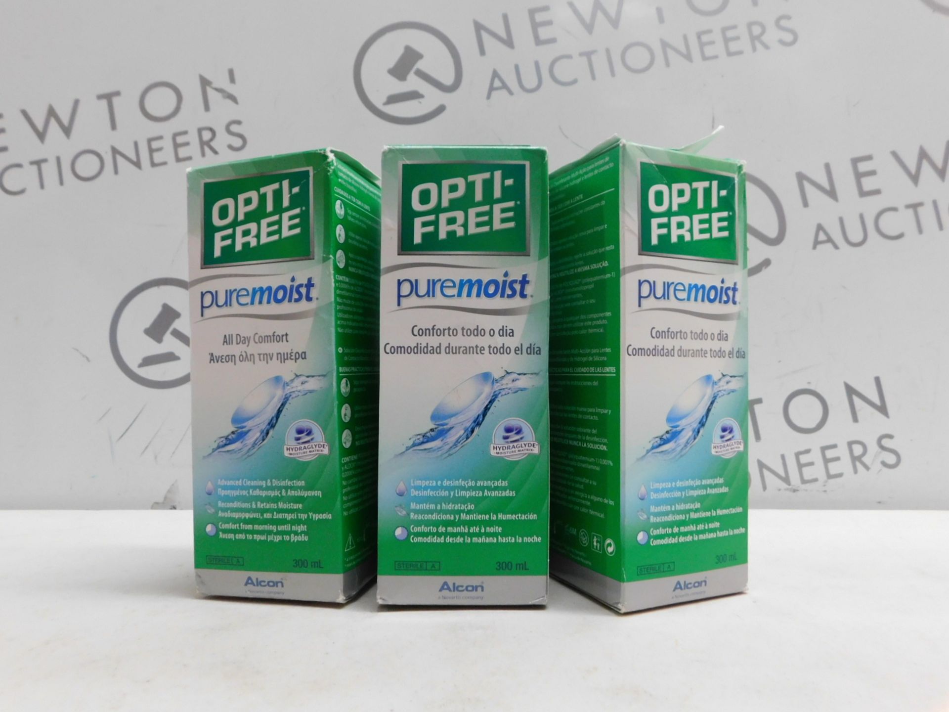 1 SET OF 3 BOXED OPTI-FREE PUREMOIST ALL DAY COMFORT CLEANING AND DISINFECTING SOLUTION - 3 x