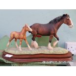 Mare and Foal ornament on rectangular plaque