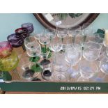 Selection of various wine glasses incl. 5 coloured hock glasses etc.