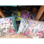 3 large trays of artificial silk flowers