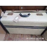 Skyline cream and blue 20th century lightweight travelling case