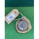 Silver dialled gentleman's pocket watch inset Roman Numerals in silver case (no glass) (London