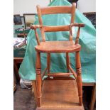 Child's handled beech wood highchair