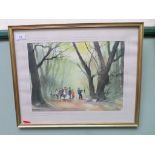 Gilt framed watercolour signed John Toolcey 'Forest Workshop' in modern gilt frame