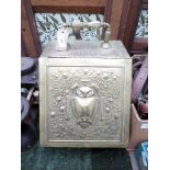 Brass coal scuttle inset tin liner,