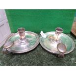 Pair of Sheffield plated candleholders