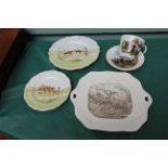 4 Royal Doulton plates depicting hunting scenes another Copeland Spode hunting plate and a