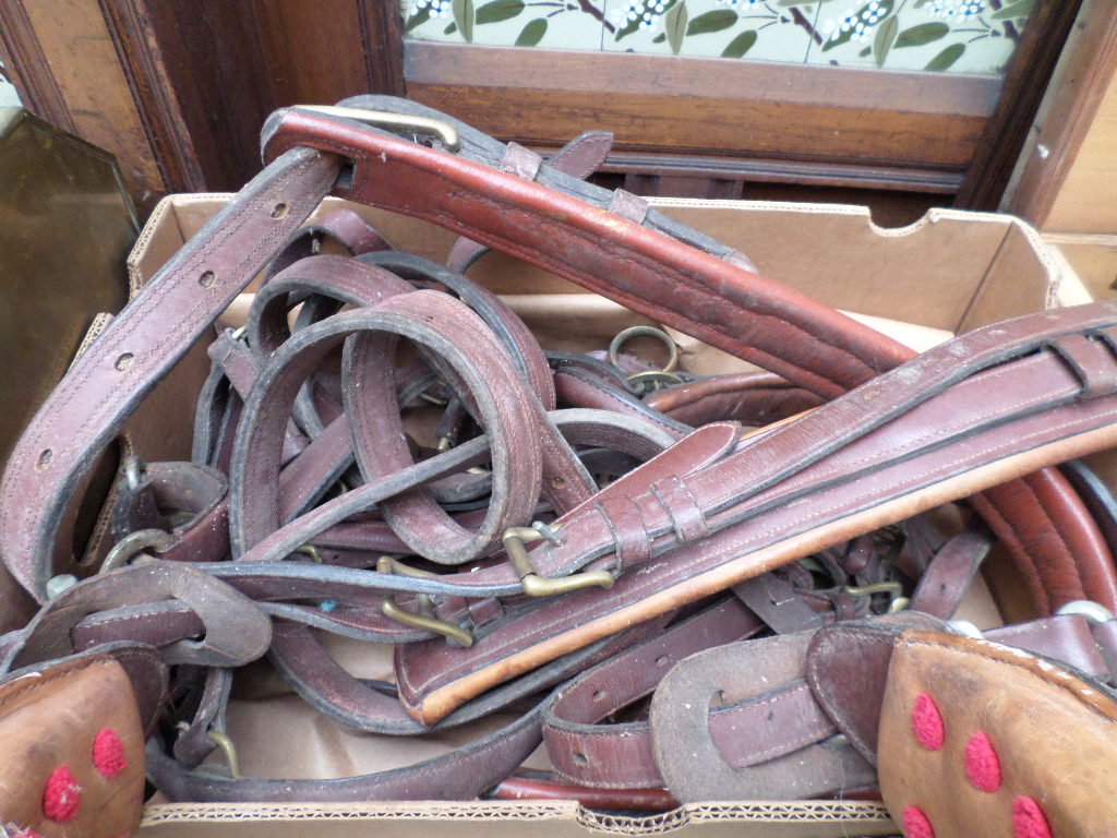 Box of light brown leather pony tack incl. - Image 2 of 2