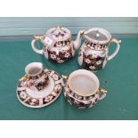 Most decorative 5 piece tea set of pot,hot water pot, sugar basin, milk jug and teapot stand,