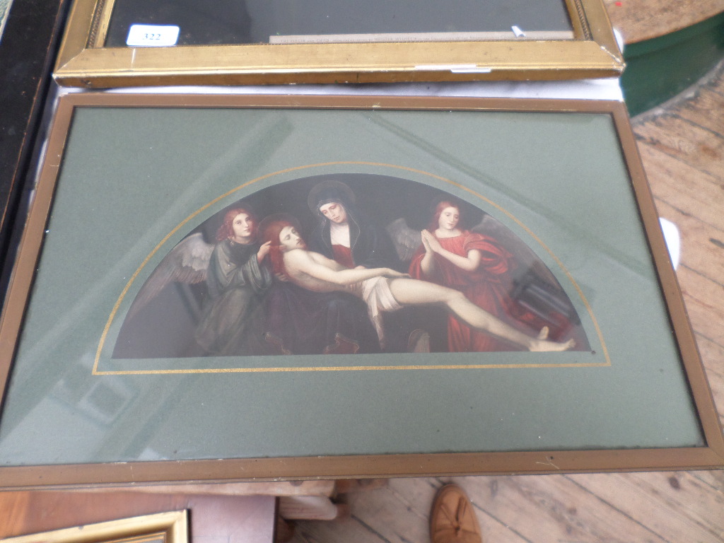 Large gilt framed coloured religious print of the Virgin and Child after the painting by Meister - Image 2 of 2