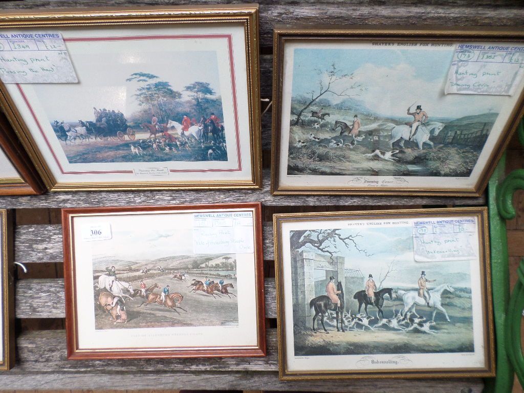 8 various, coloured framed hunting prints incl.