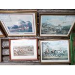 8 various, coloured framed hunting prints incl.