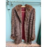 3/4 Length ladies brown fur coat (no labels/makers marks)