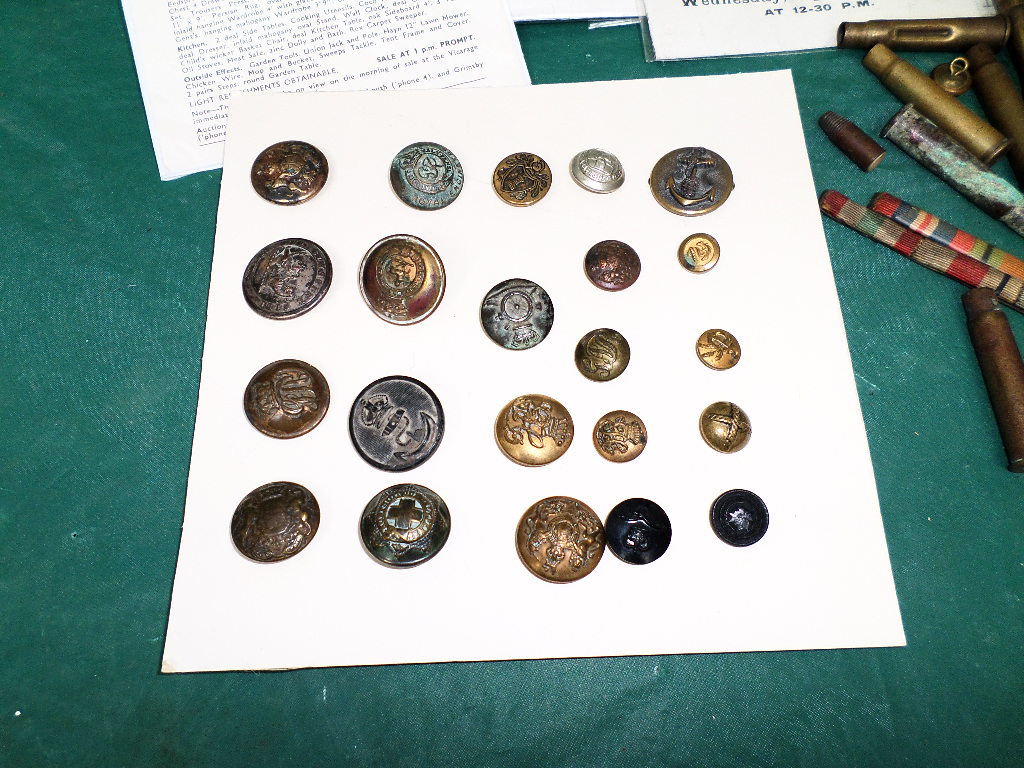 Collector's lot incl. card of military buttons, shell cases, early local sale particulars etc. - Image 2 of 6
