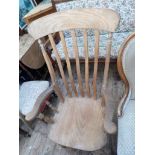 Lancashire fireside chair in mixed woods with 5 shaped splats to back