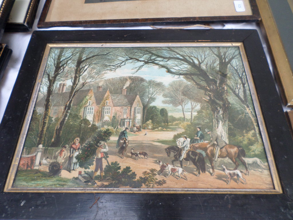 Ebony and gilt framed coloured print of country house scene, - Image 2 of 2