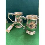 Fine pair of Georgian style silver half pint tankards (Sheffield 1940) (12 3/4 oz.