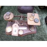 Set of letter scales together with extra brass weights