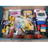 Large box containing a sel. of Dinky Matchbox toys, some in their original boxes incl.