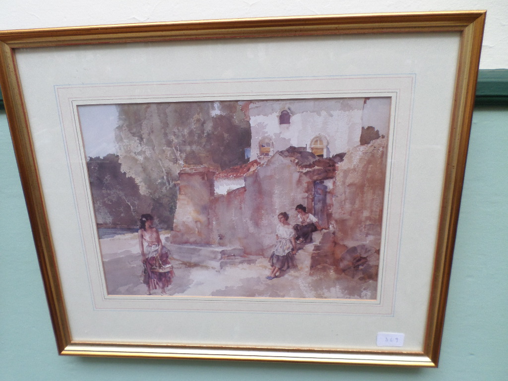 Pair of gilt framed Russell Flint Spanish lady prints - Image 2 of 2