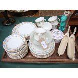 35 pieces of Delphine bone china part tea service decorated garlands of pink roses,
