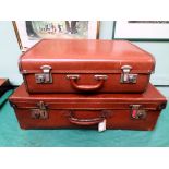 2 leather suitcases