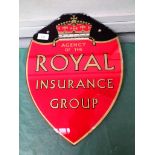 Red backed Royal Insurance glass Agency sign