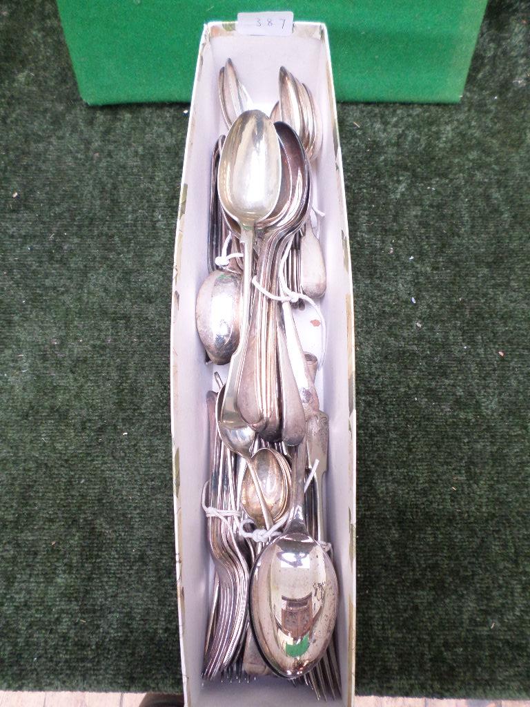 Selection of good quality plated cutlery, plated card dish etc.