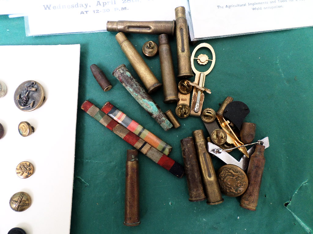 Collector's lot incl. card of military buttons, shell cases, early local sale particulars etc. - Image 6 of 6