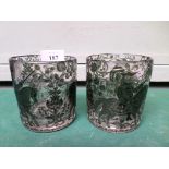 2 late Victorian early 20th century glass tumblers,