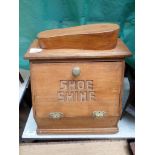 Unusual pine 'shoe shine' box with brass hinges