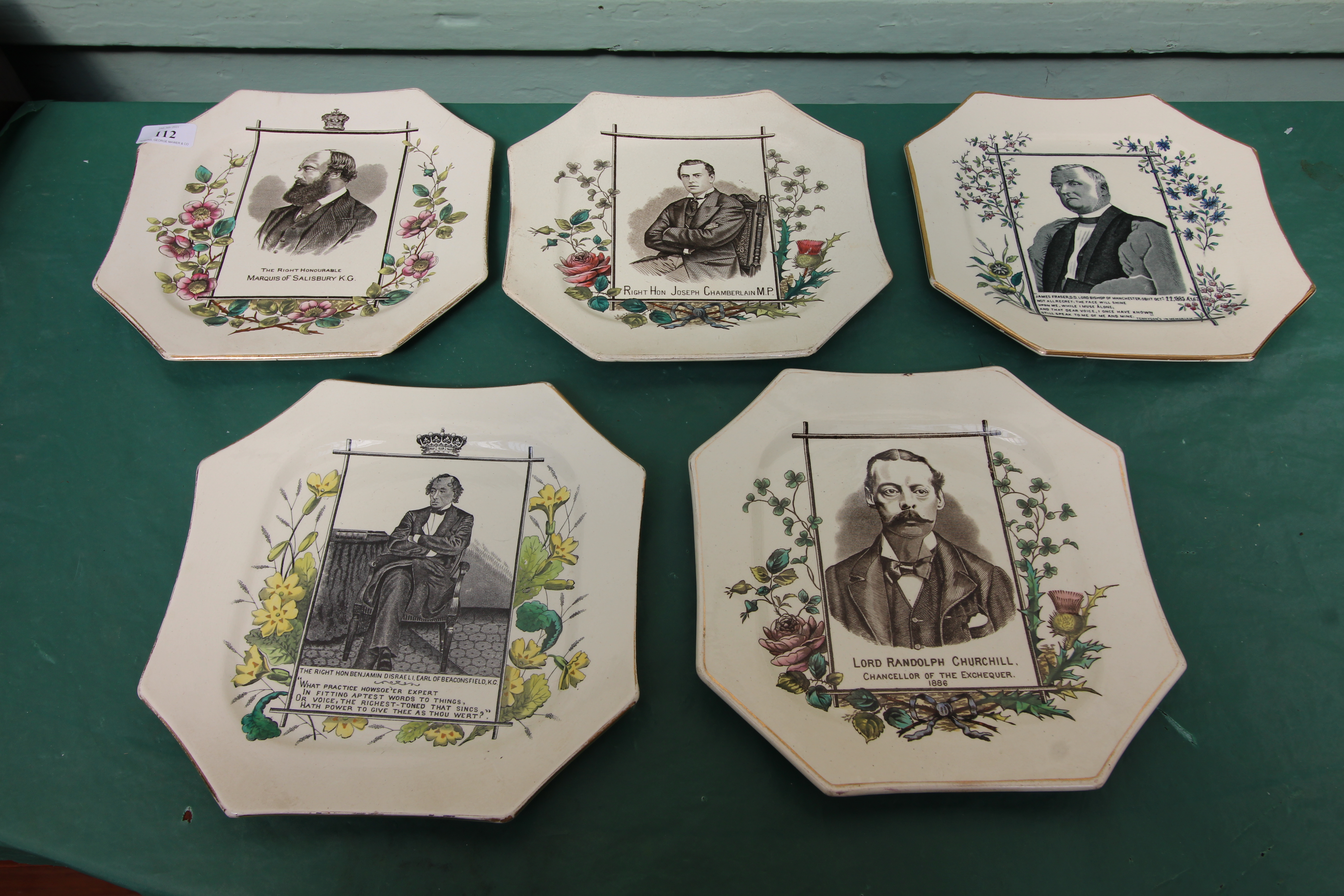 5 matching plates of political figures incl.