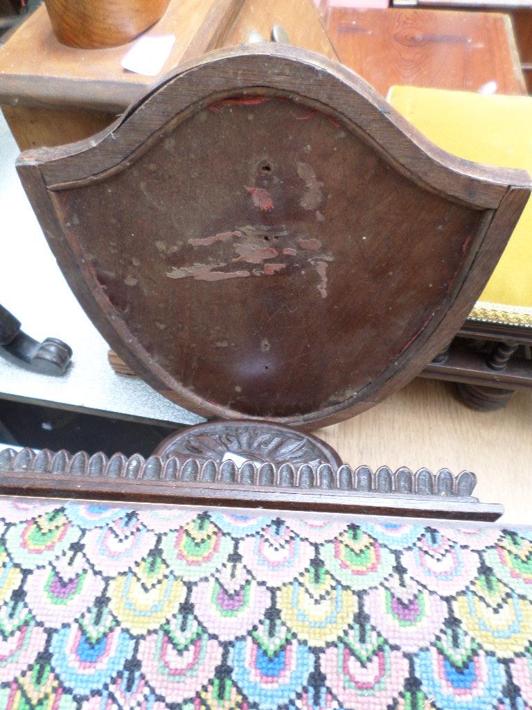 Carved dark oak rectangular wall mirror and a foot stool, - Image 2 of 3