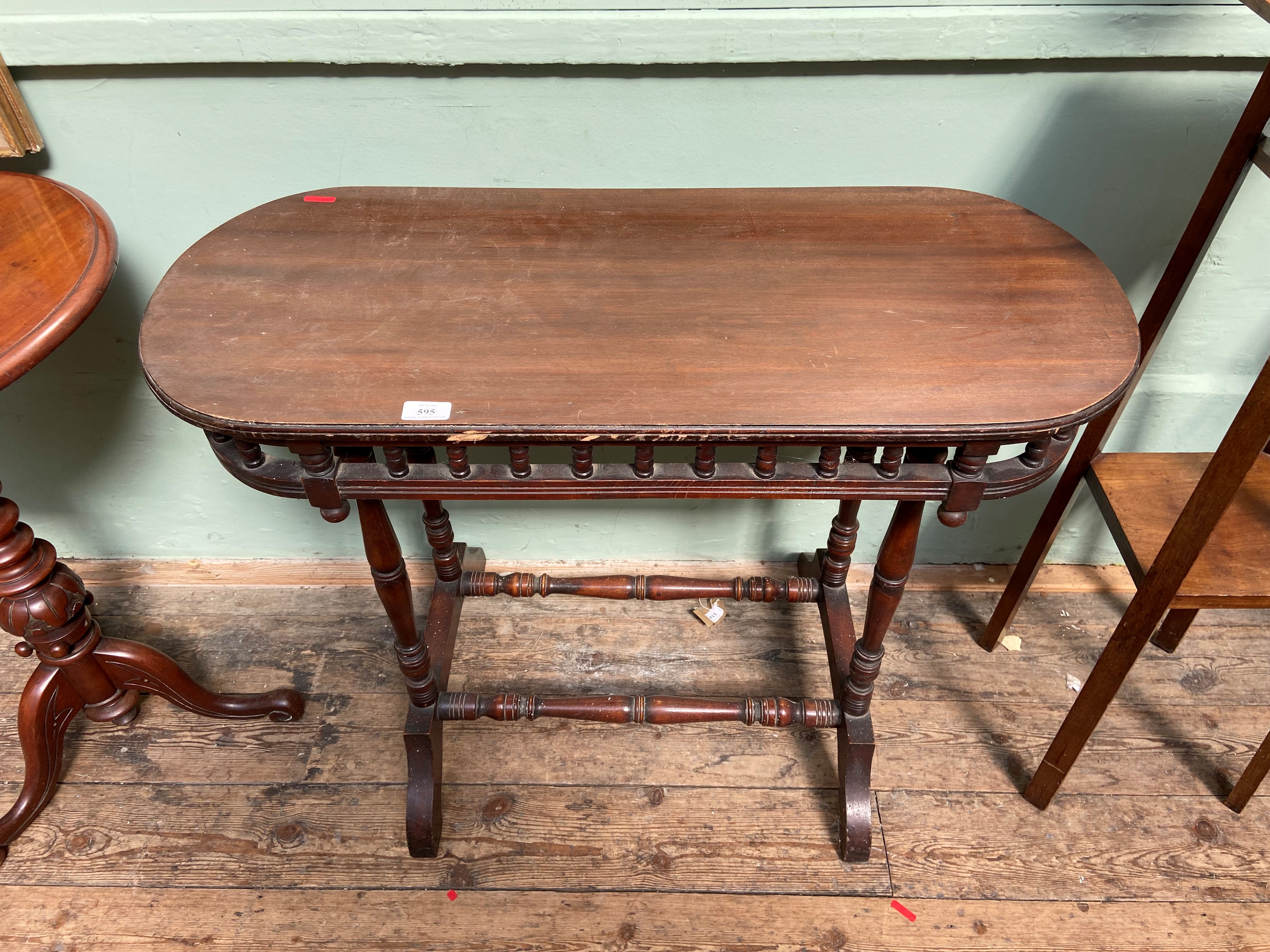 Mahogany rectangular and oval topped side table,