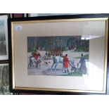 Large stagecoach print in Hogarth frame,