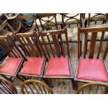 4 high backed oak dining chairs,