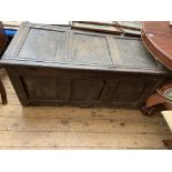 Antique 3 panelled oak coffer chest (50" x 23")