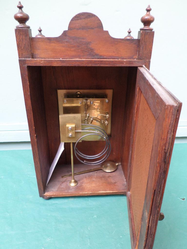 German bracket clock in carved oak case believed ex. - Image 3 of 3