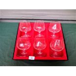 Unused set of 6 cut glass brandy goblets in presentation box