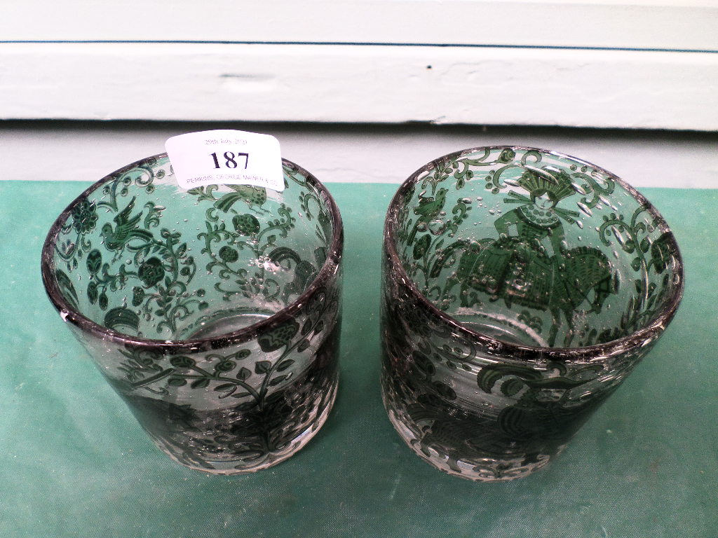2 late Victorian early 20th century glass tumblers, - Image 2 of 2