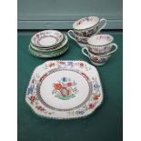 12 pieces of Copeland Spode 'Chinese Rose' pattern part tea and coffee service