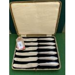 Boxed set of 6 silver handled tea knives (Sheffield 1994)
