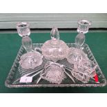 MISCELLANEOUS 6 piece moulded glass dressing table set