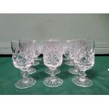 Set of 6 matching Stuart crystal port glasses and a set of 6 brandy balloons of similar design