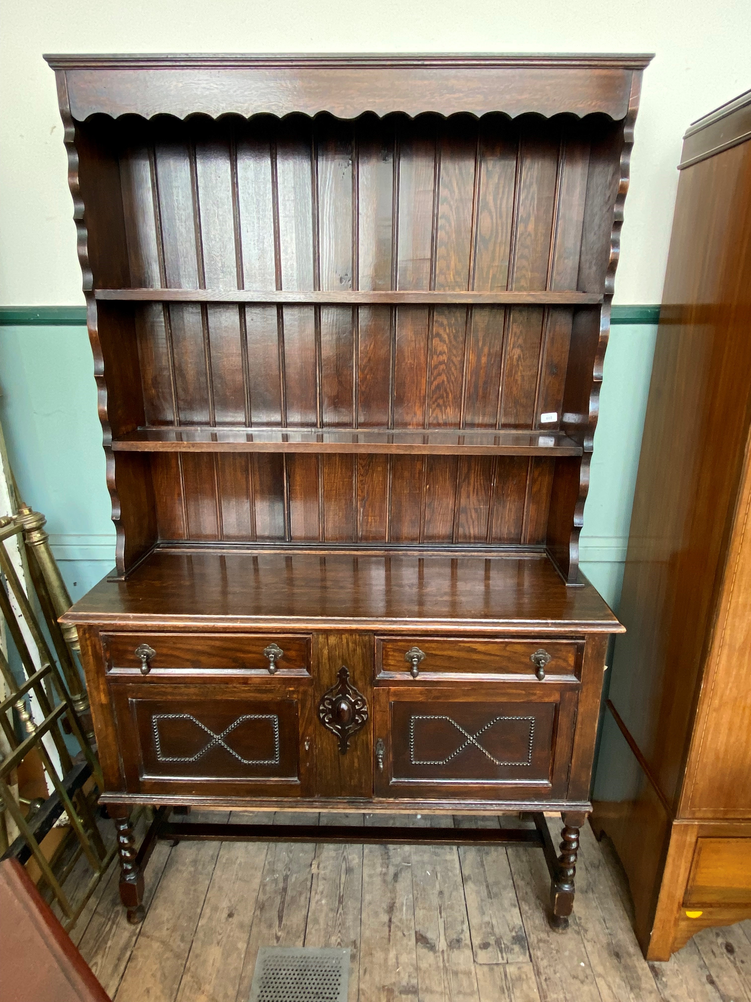 Early 20th century dark oak sideboard dresser,