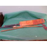 Early 20th century Gunn & Moore cricket bat and two hickory handled golf clubs