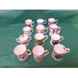 Selection of 12 bone china coffee mugs