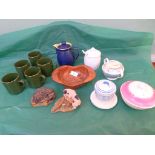 Magpie lot incl dark blue Denby ware teapot, animal ornaments, Royal Doulton 'Envoy' etc (12 pieces)